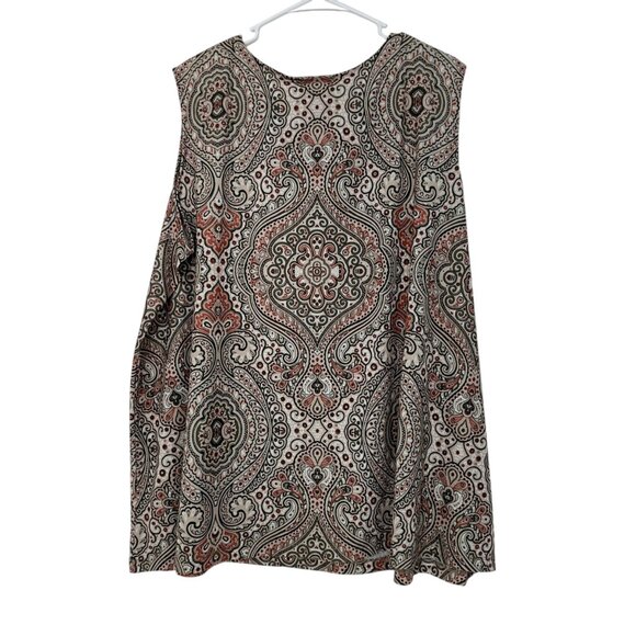 Catherines Womens Sleeveless Paisley Print Top 3X Polyester & Spandex Blend - Picture 7 of 9